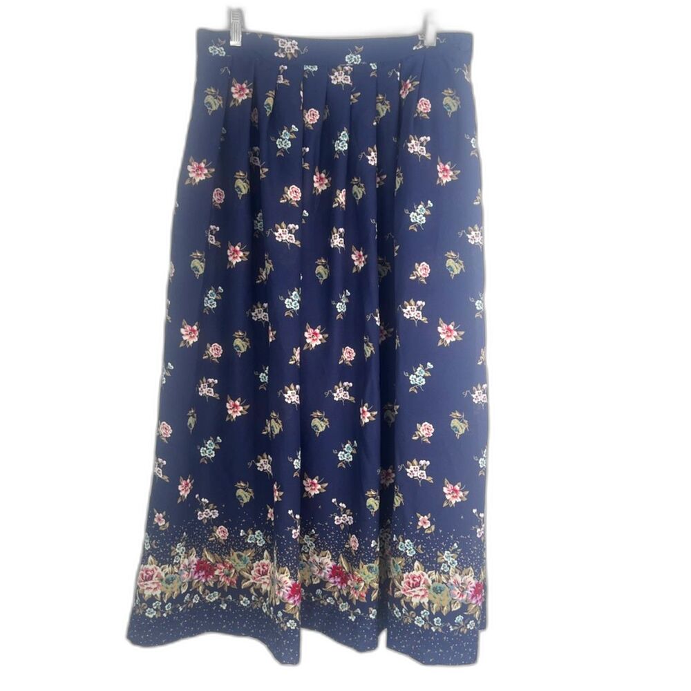 Leslie Fay VTG Floral Maxi Skirt Aline Cottage Core Garden Whimsical Size 16